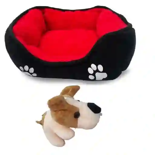 Cama Doble Faz Mediana + Juguete Peluche Para Mascotas