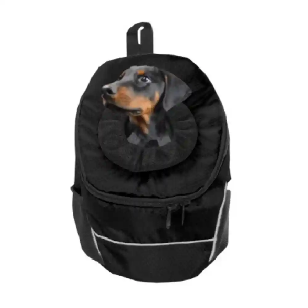 Maletín Cargador Ventanada Libre Tipo Morral Pequeño Color Negro Para Mascotas