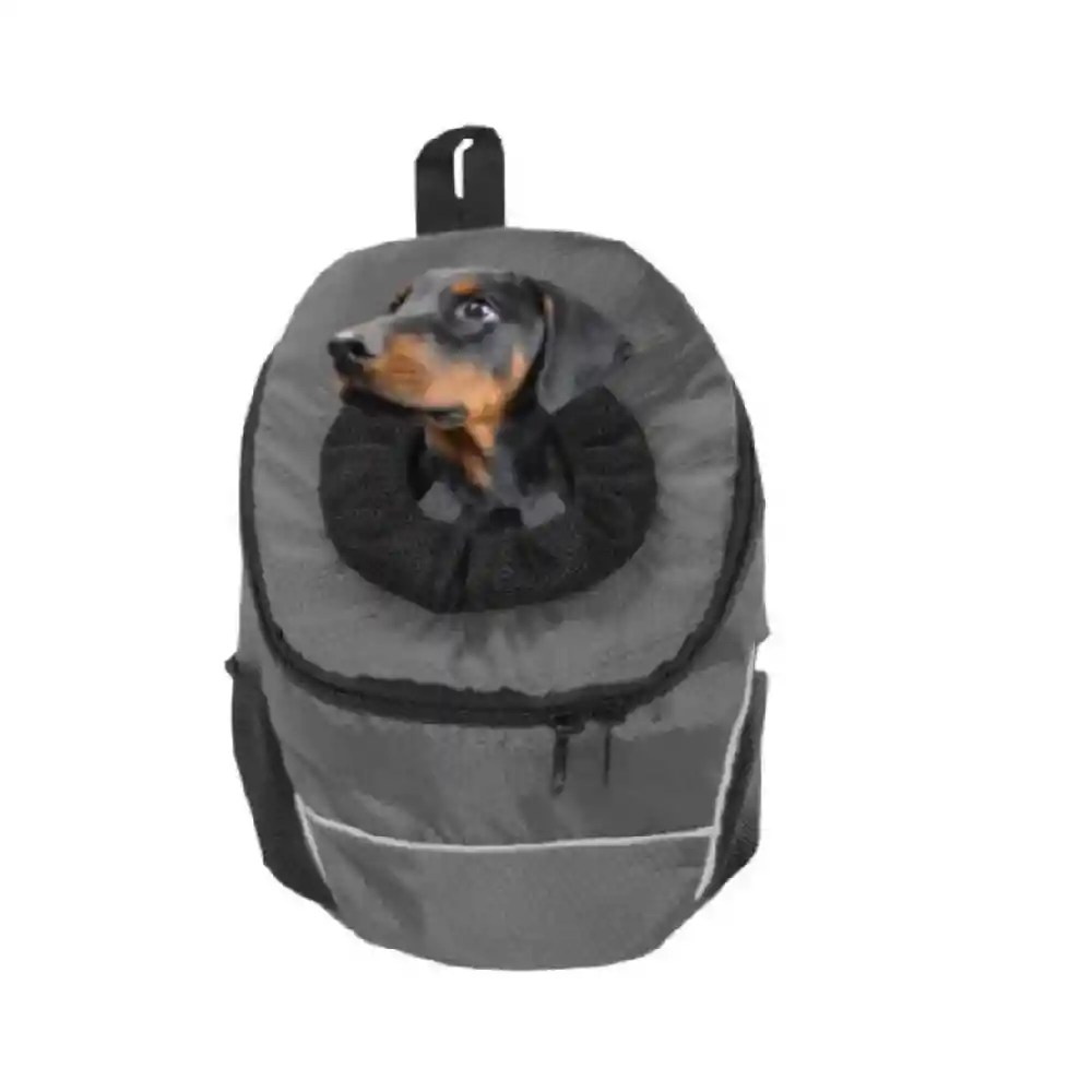 Maletín Cargador Ventanada Libre Tipo Morral Pequeño Color Gris Para Mascotas