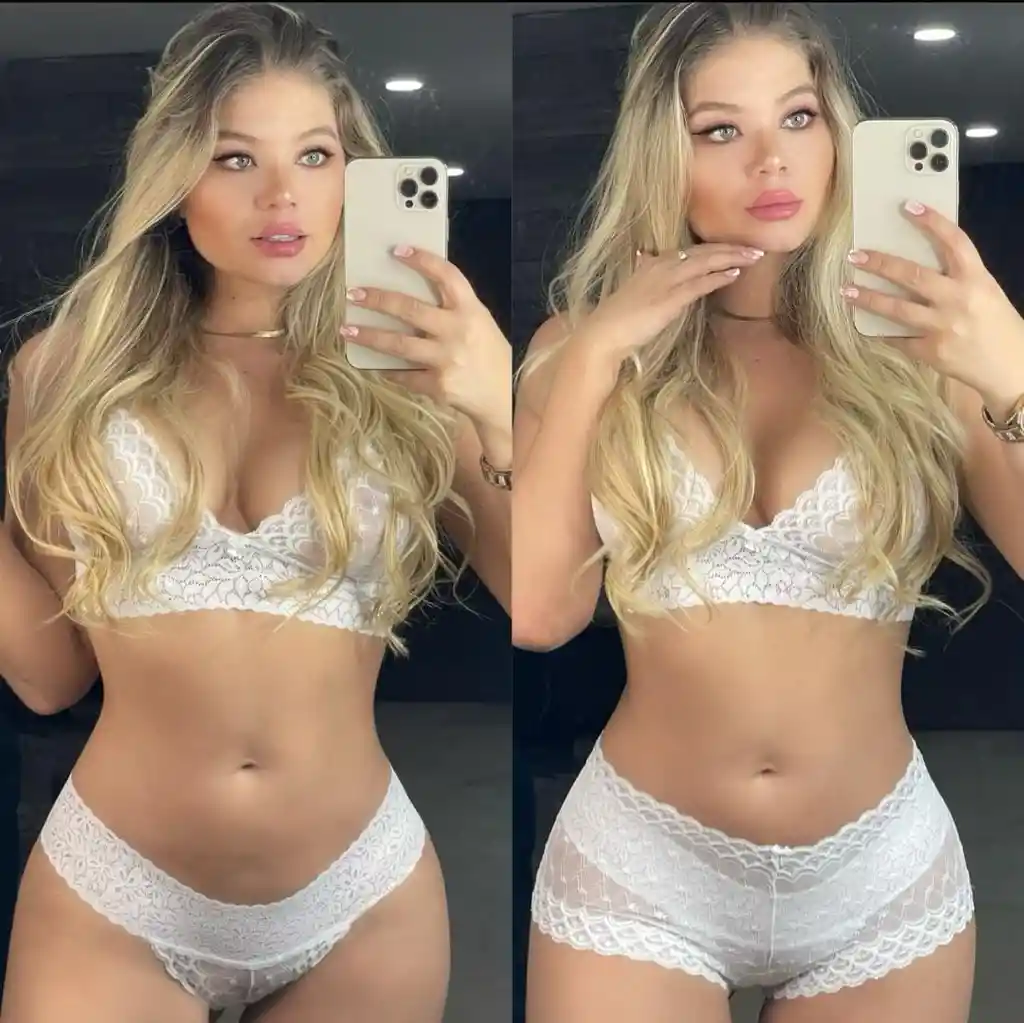 Conjunto En Encaje Brassier Tanga Cachetero Blanco L