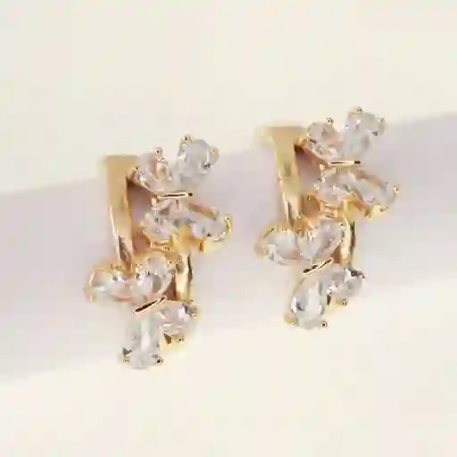 Aretes Cristales De Mariposa Tipo Candonga - Baño Oro 18k