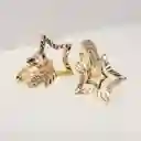 Aretes Estrella Mágica Con Pavé En Zircones Tipo Candonga - Baño Oro 18k