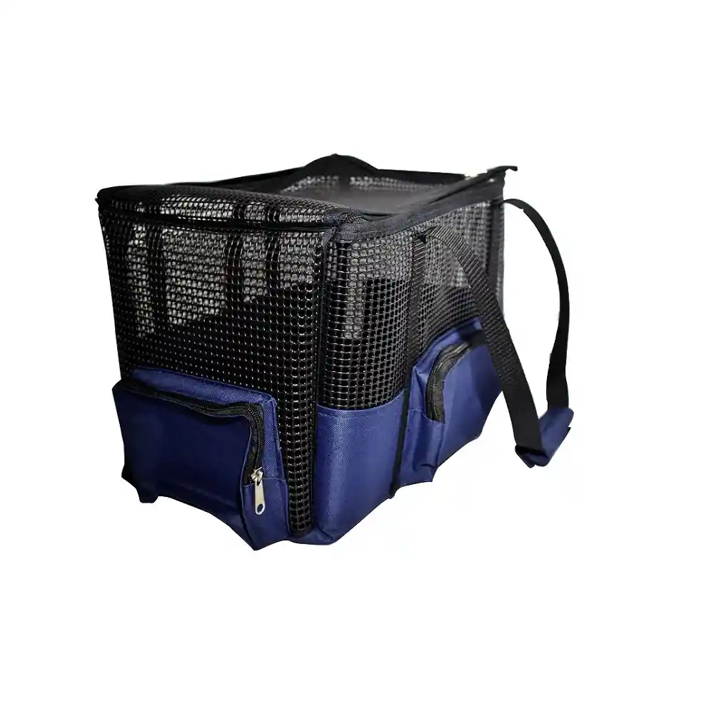 Maletin Cargador Guacal Grande Color Azul Para Transportar Perro Y Gatos