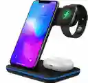 Base Cargadora Inalambrica 3 En 1 (celular Iphone O Android, Apple Watch Y Audifono Que Soporten Carga Inalambrica)