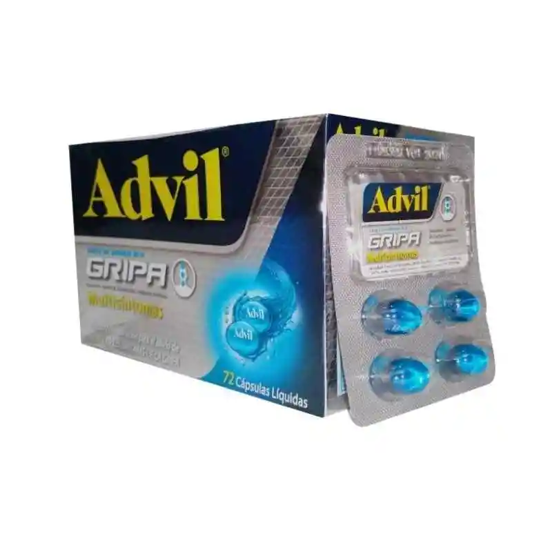 Advil Gripa Multisintomas | Ibuprofeno 200mg Maleato De Clorfeniramina 1mg Fenilefrina Clorhidrato 10mg | Capsula | Liquida | Sobre X 4 | Pfizer