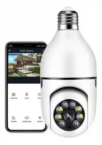 Camara De Seguridad Wifi Bombillo Robotica Panoramica Ip 360