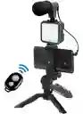 Kit Para Fotografia Microfono Tripode Luz Control Bluetooth