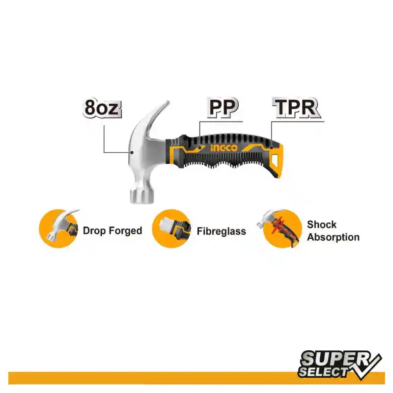 Martillo Pequeño Fibra De Vidrio Hmch80808d Ingco