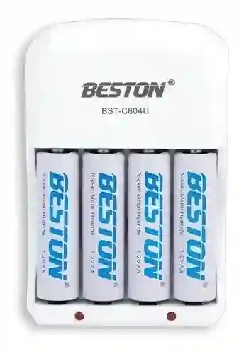 Cargador Baterias Recargables + 4 Baterias Aa Recargables Beston 1500 Mah