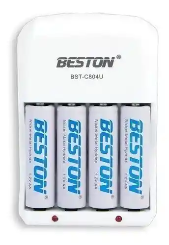 Cargador Baterias Recargables + 4 Baterias Aa Recargables Beston 1500 Mah