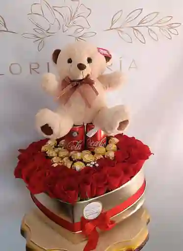 Caja San Valentín Peluche Y Ferreros