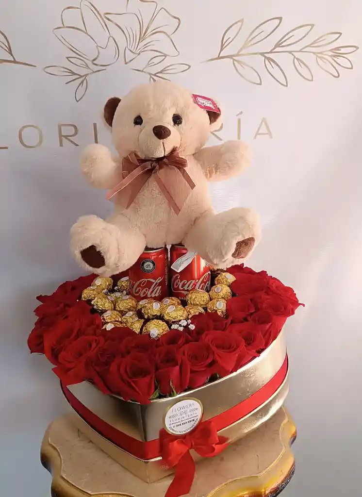 Caja San Valentín Peluche Y Ferreros