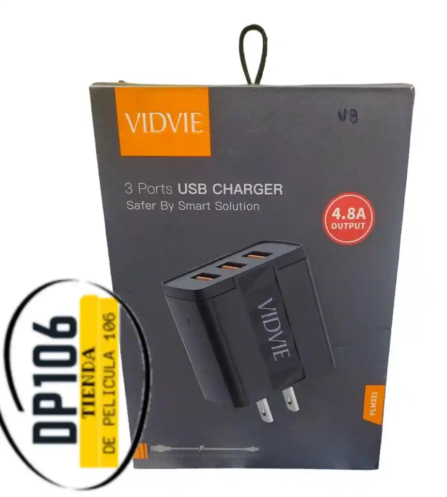 Cargador Triple Entrada Usb Con Cable V8