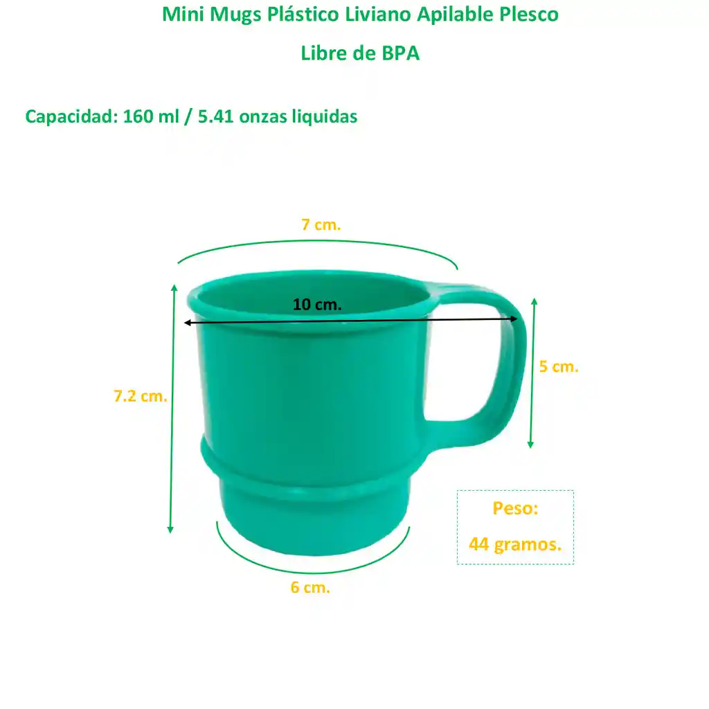Mini Mugs/pocillo X3 Unidades Plastico Bebida Fria/caliente
