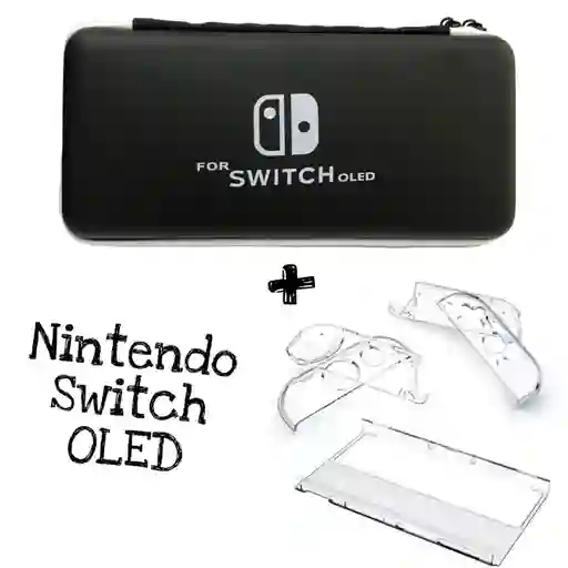 Estuche Rigido + Acrilico Protector Para Nintendo Switch Oled