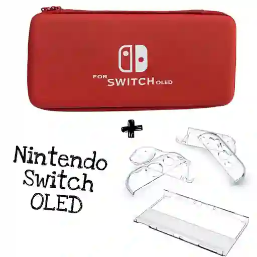 Estuche Rigido + Acrilico Protector Compatible Con Switch Oled