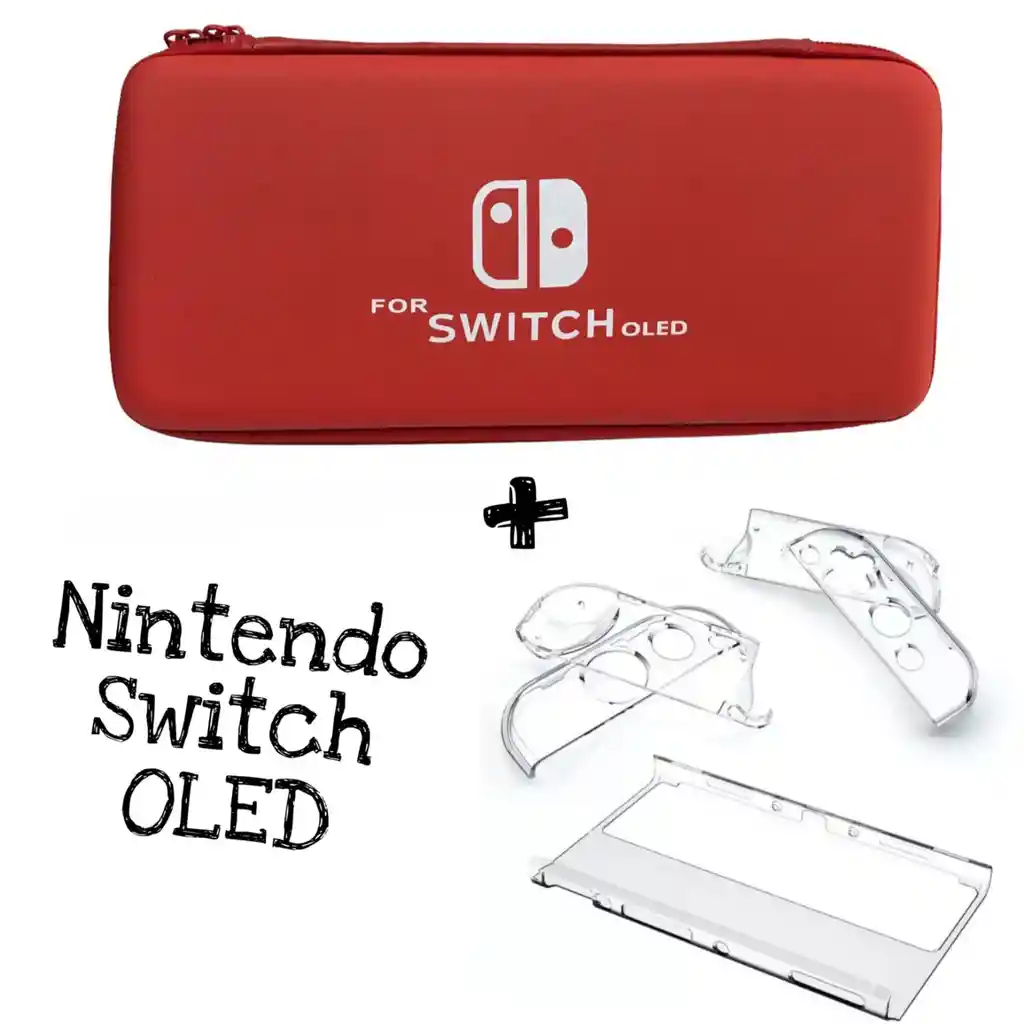 Estuche Rigido + Acrilico Protector Para Nintendo Switch Oled