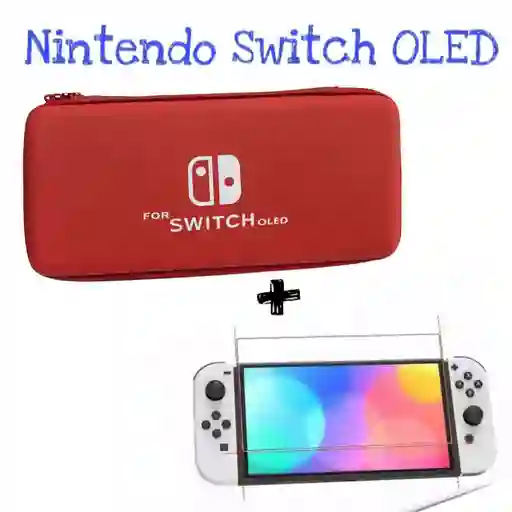 Estuche Rigido + Vidrio Templado Para Nintendo Switch Oled