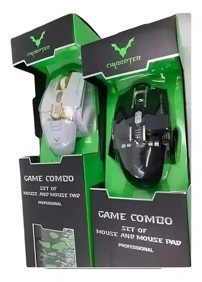 Mouse Led Gaming Usb + Mousepad Negro/verde 78x35cm