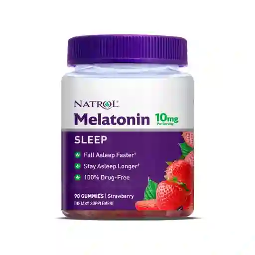 Natrol Melatonin En Gomas Sueño Prolongado Sabor A Fresa 10 Mg 90 Unidades