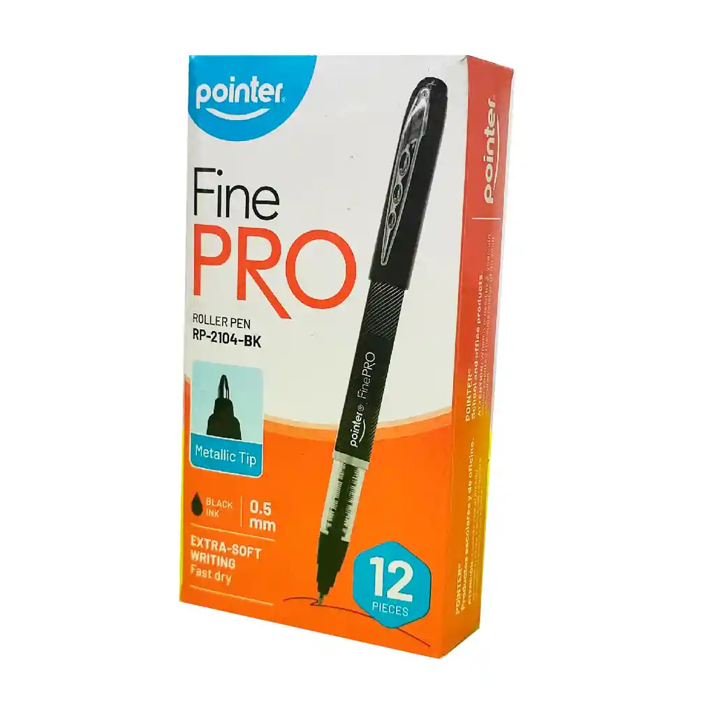 Bolígrafo Pointer Fine Pro Punta 0.5 Mm Color Negro Con Tapa