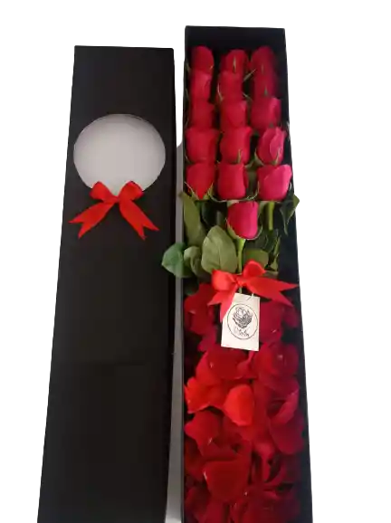 Caja Premium De 16 Rosas Rojas