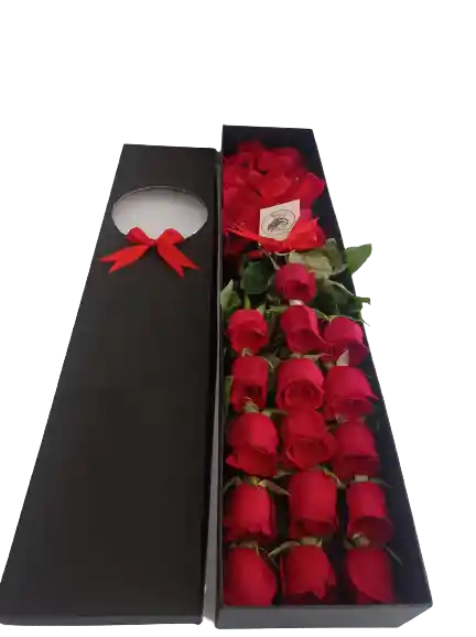 Caja Premium De 16 Rosas Rojas