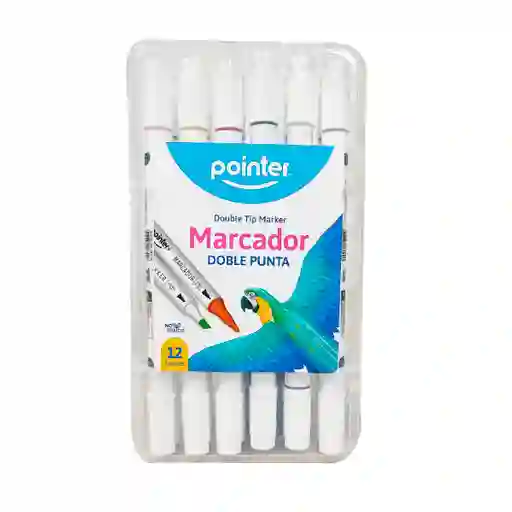Marcador Permanente Pointer Doble Punta En Estuche X 12 Und.