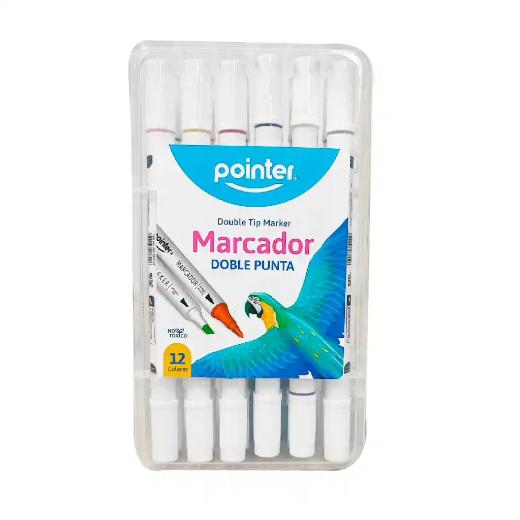 Marcador Permanente Pointer Doble Punta En Estuche X 12 Und.