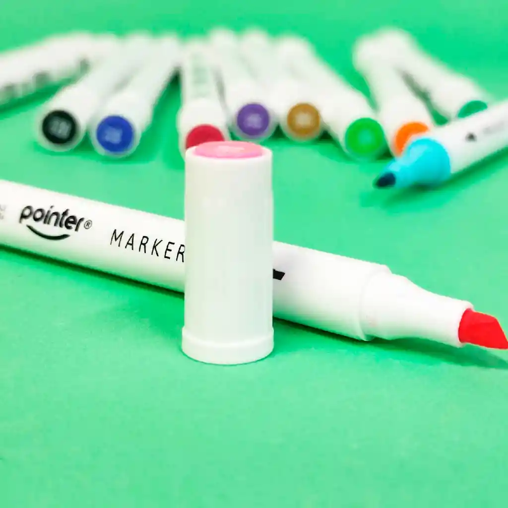Marcador Permanente Pointer Doble Punta En Estuche X 12 Und.