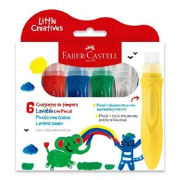 Pincel Exprimible X6, Con Tempera Lavable Faber Castell