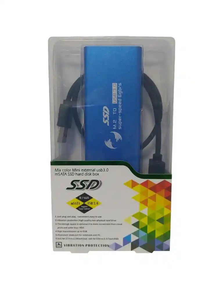 Caja Externa Case Disco Ssd M2 A Usb 3.0 + Cable + Atornilla - Azul