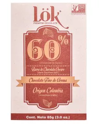 Barra De Chocolate Lok 60% Cacao 85g Chocolatina