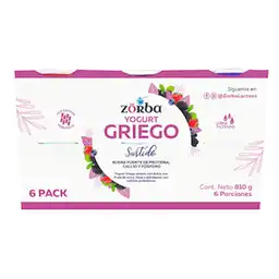 Zorba Yogurt Griego Sabor a Melocotón Fresa y Mora