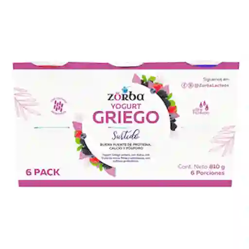 Zorba Yogurt Griego Sabor a Melocotón Fresa y Mora