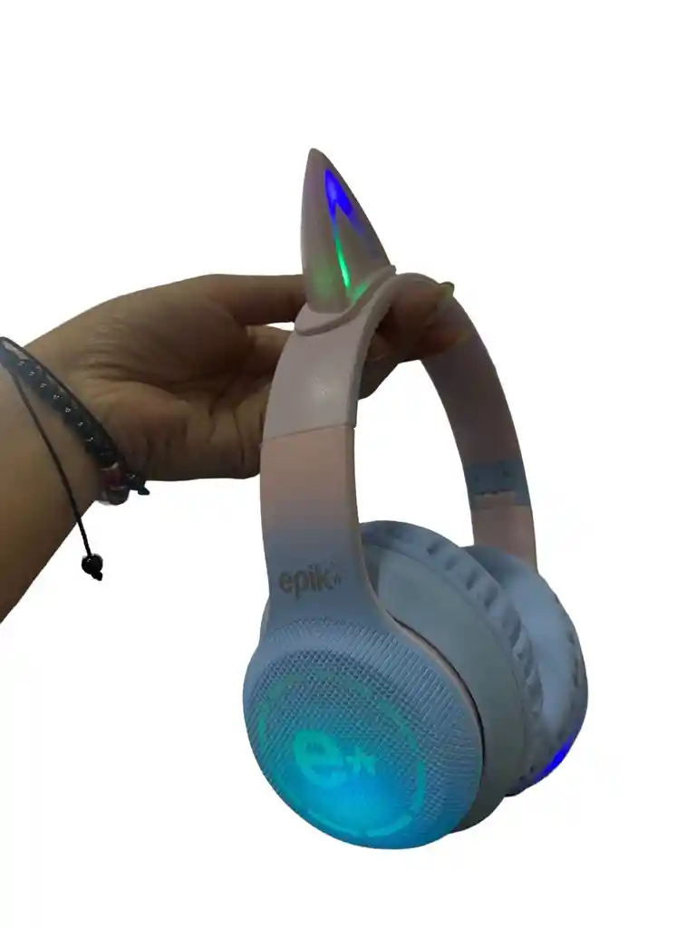 Diadema Bluetooth Orejas De Gato Azul Con Luces Epik