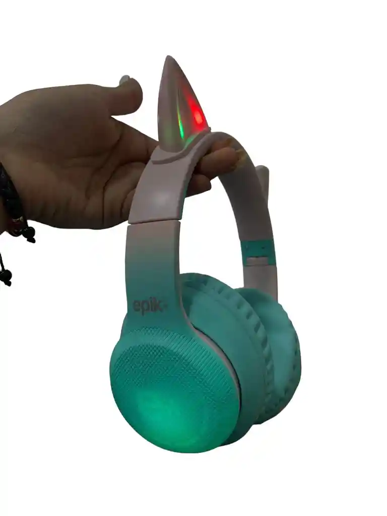 Diadema Bluetooth Orejas De Gato Verde Con Luces Epik