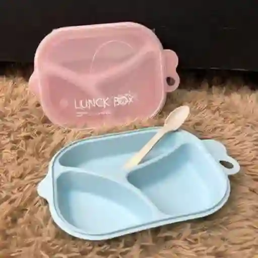Lonchera Pequeña De 3 Compartimientos + Cuchara