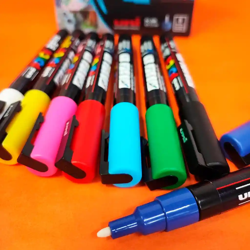 Marcador Gráfico De Vinilo, Posca Pc-3m Set X 8 Colores