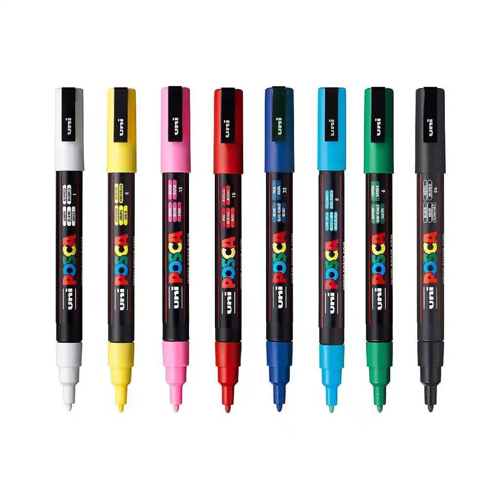 Marcador Gráfico De Vinilo, Posca Pc-3m Set X 8 Colores