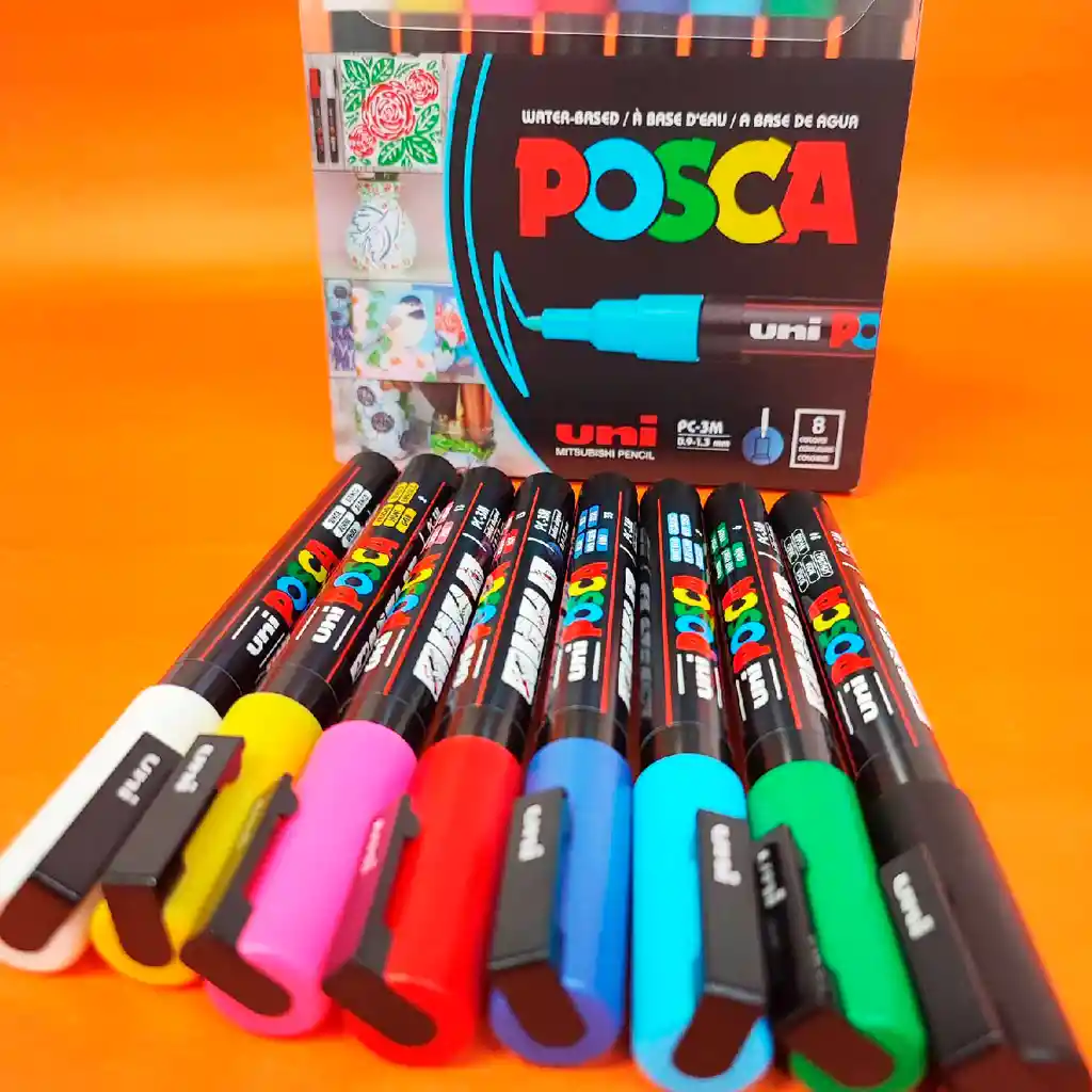 Marcador Gráfico De Vinilo, Posca Pc-3m Set X 8 Colores