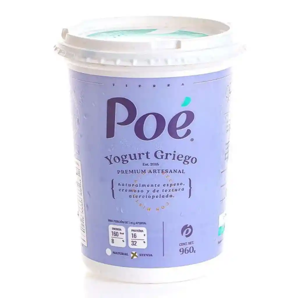 Yogurt Griego Stevia 960gr (poe)	