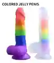 Dildo Consolador Arcoiris Con Testículos Con Ventosa Punto G