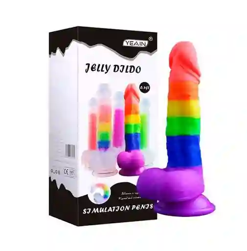 Dildo Consolador Arcoiris Con Testículos Con Ventosa Punto G