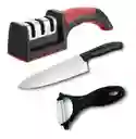 Combo Afilador Cuchillos Pelador Cuchillo