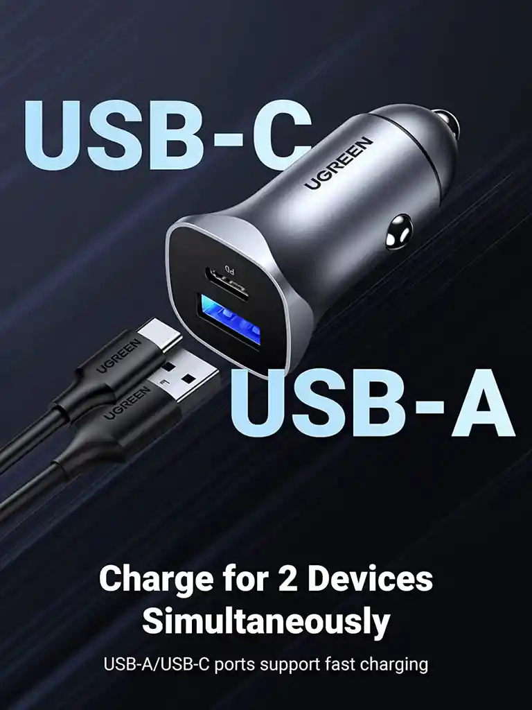 Cargador Carro Usb Tipo C Qc 3.0 Carga Rapida Iphone, Xiaomi