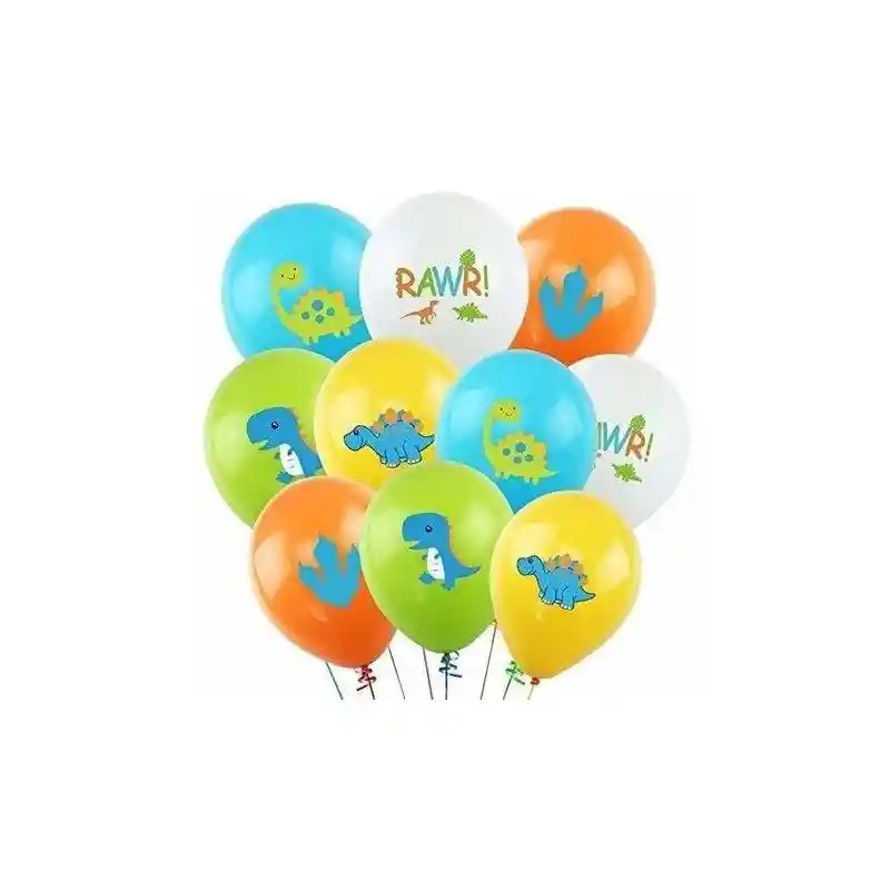 Globos De Latex R12 Dinosaurios X 10 Und