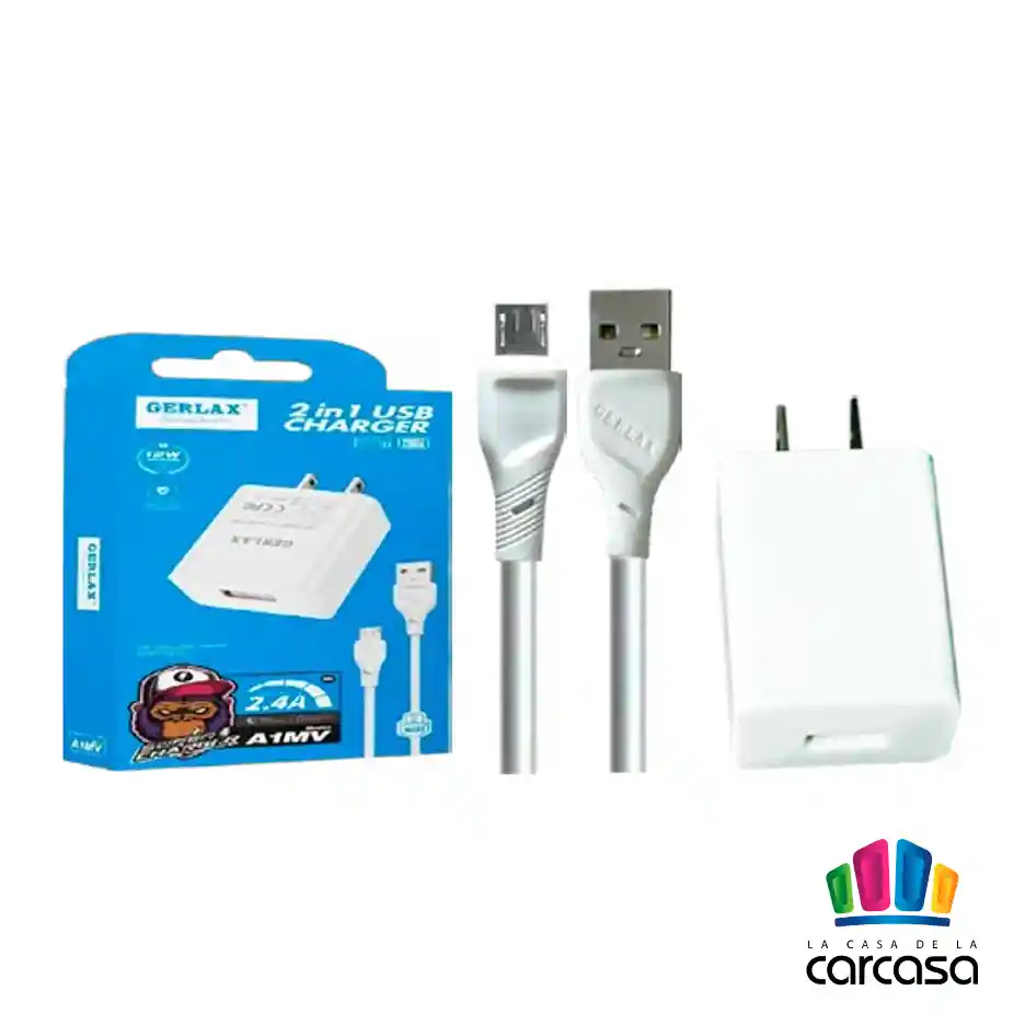 Cargador Gerlax (cubo +cable Micro) A1mv