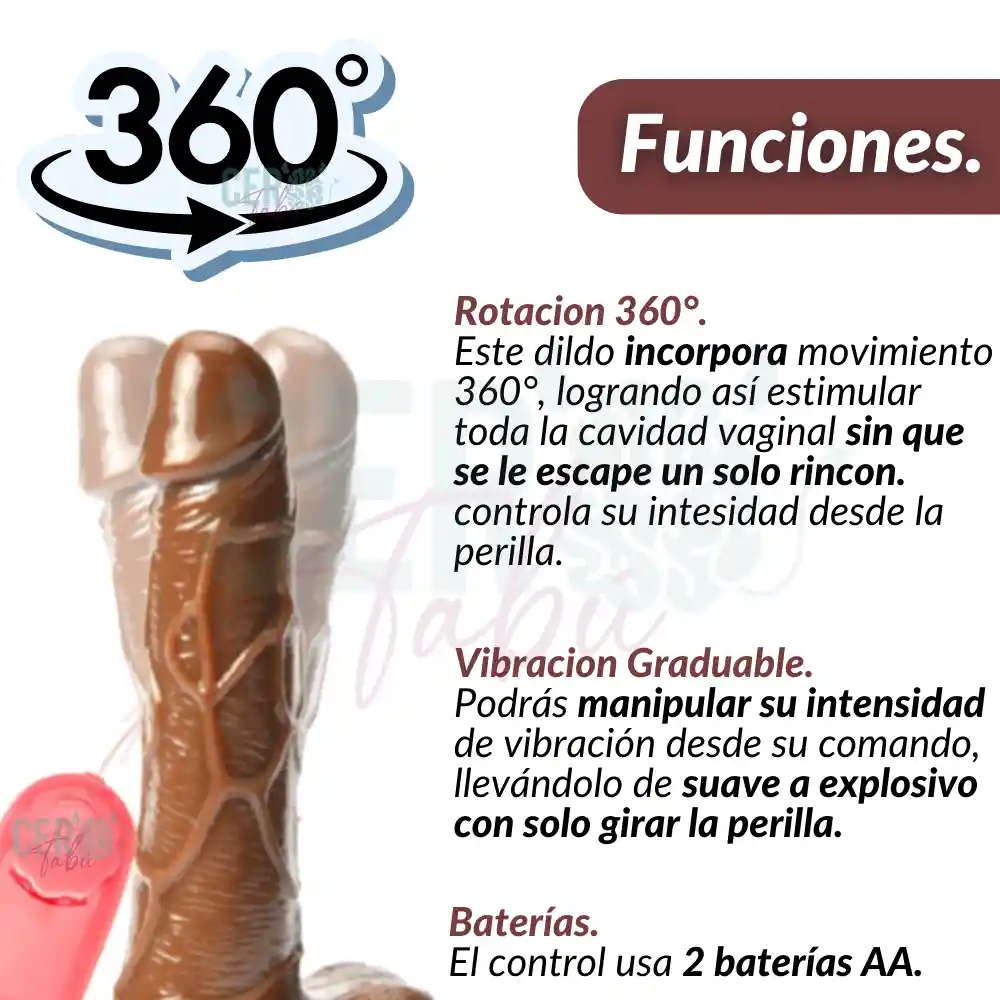 Vibrador Dildo Consolador Realista 18 Cm Giratorio 360 Chupa