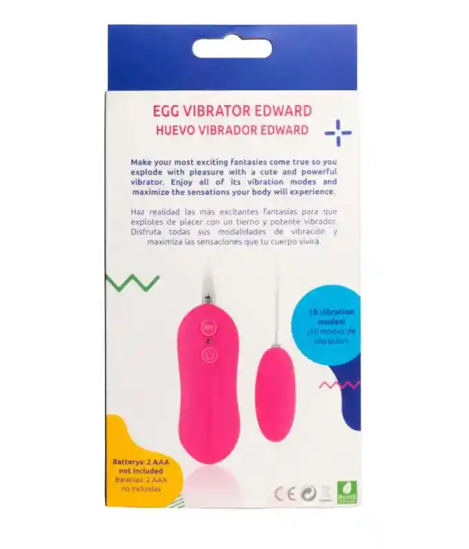 Huevo Vibrador Edward Rosado 10 Modos De Vibración